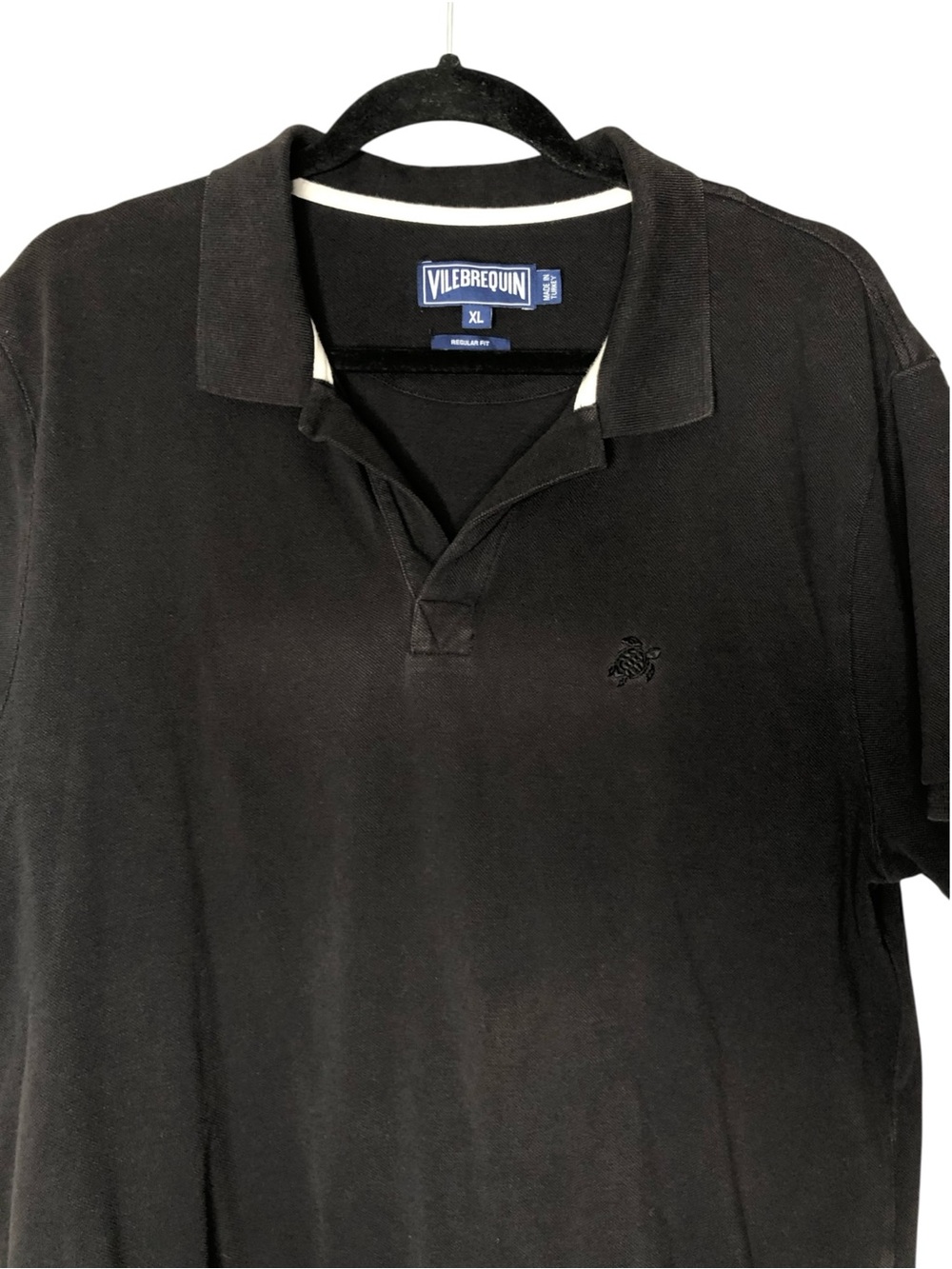 Vilebrequin Cotton Polo Shirt Short Sleeve Black Turtle Logo Pique Men's XL